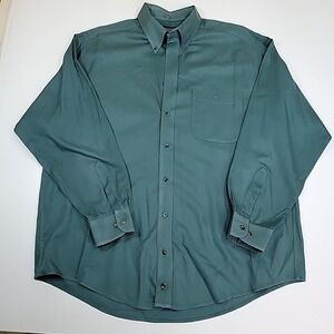 Roundtree Yorke Men's s Dress Shirt XL Luxury Cotton Long Sleeve Green